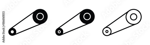 Timing belt icon in flat solid vector set. Timing belt icon Simple thin line flat symbol. Mechanical belt drive system components. 