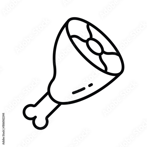 A customizable line icon of ham leg meat