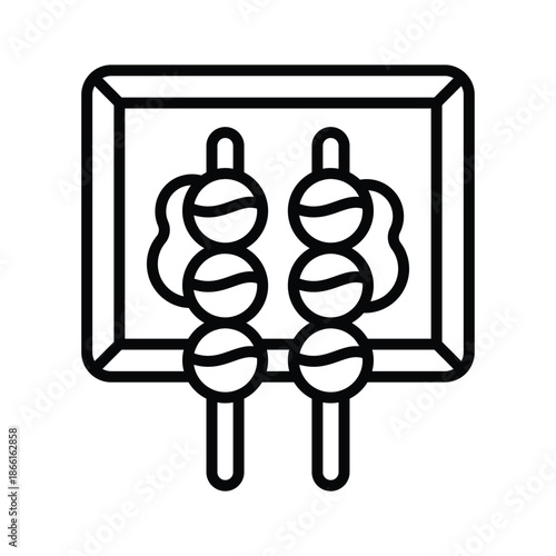 A trendy line icon of dango balls dessert