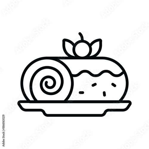A modern line icon of swiss roll cake