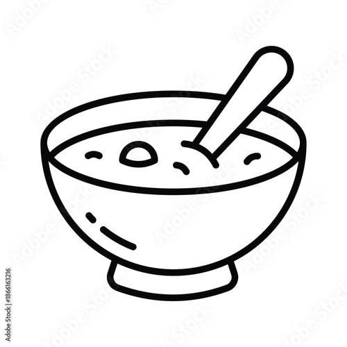 Well crafted line icon of soup bowl comfort food