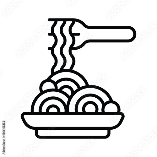 A customizable line icon of spaghetti pasta food