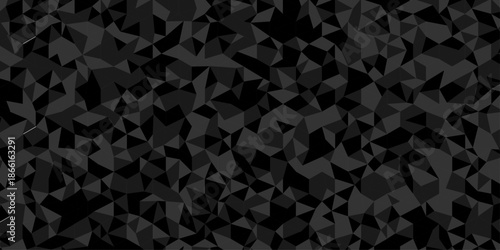 Low polygon cubic black paper design. vector poly triangle texture. geometric pattern triangular. wall tile metal cube triangle wallpaper background.