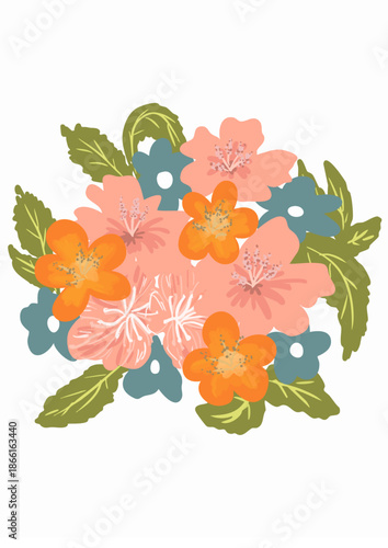 Vector floral set wit leaves and flowers, floral bouqets, flower compositions