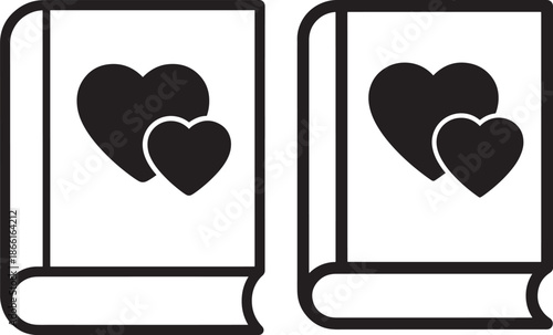 Love story Silhouette of book and heart vector icon