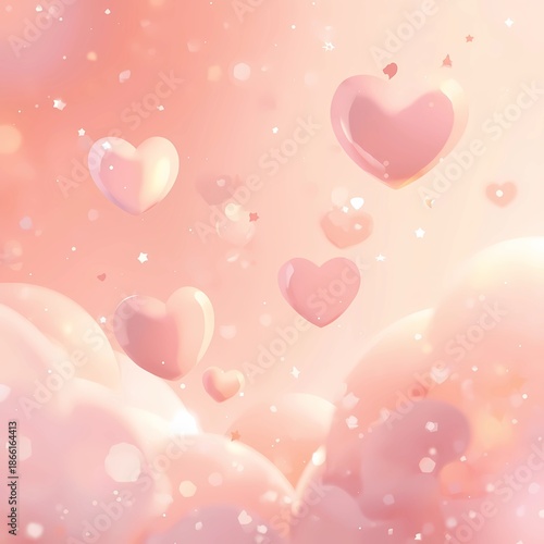 Modern Self Care Social Media Background with Hearts and Stars