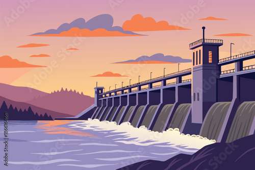 Tidal Barrage Sunset Estuary Ba