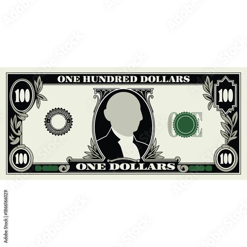 Confused american one hundred dollar bill with incorrect denomination printed