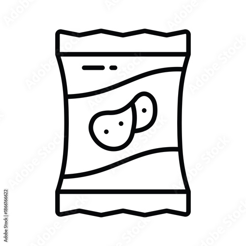Premium line icon of potato chips snack