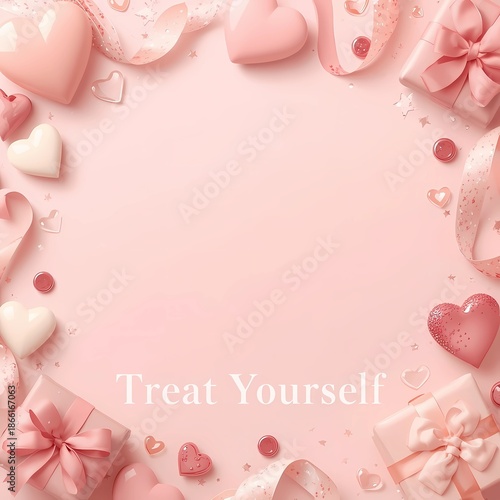 Self Love Valentine Illustration with Pastel Hearts and Stars