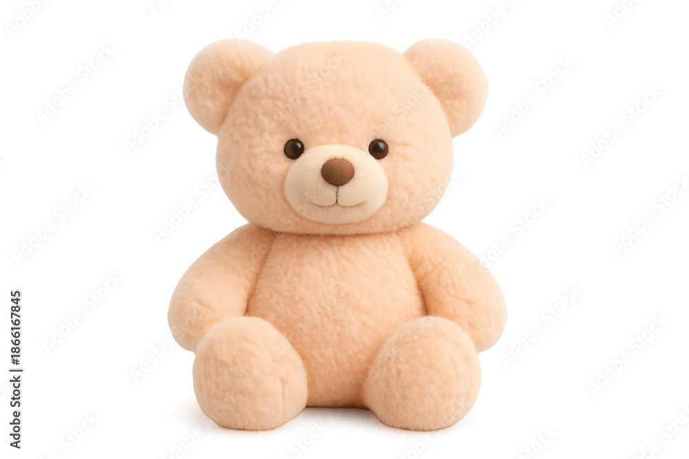 Obraz premium Beige teddy bear plush toy sitting, transparent background