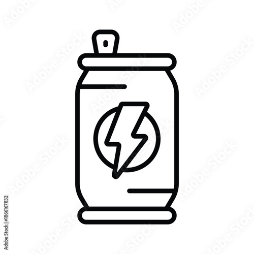 Visually appealing line icon of energy drink can