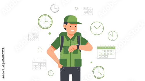 Man Looking At His Watch Represents Time Management And Productivity