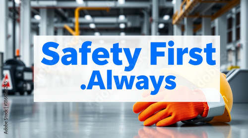 Safety first always industrial workplace with protective gear