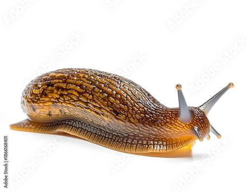Brown garden slug isolated on clean white background high resolution picture