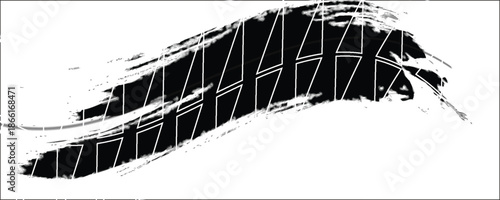 Tire tread marks, wheel textures, tire marks - car racing, motocross, drift, rally, off-road and others. Vector black isolated texture in grunge style with splashes.eps10