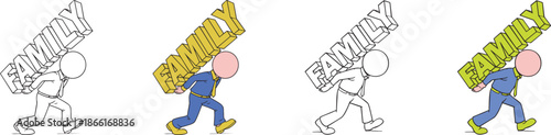 The Weight of Family Responsibility Carried by a Stick Figure