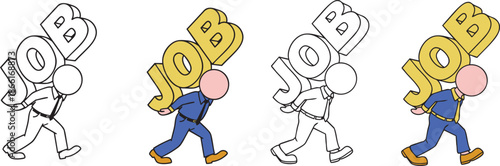 set of Man Carrying the Weight of a Job 