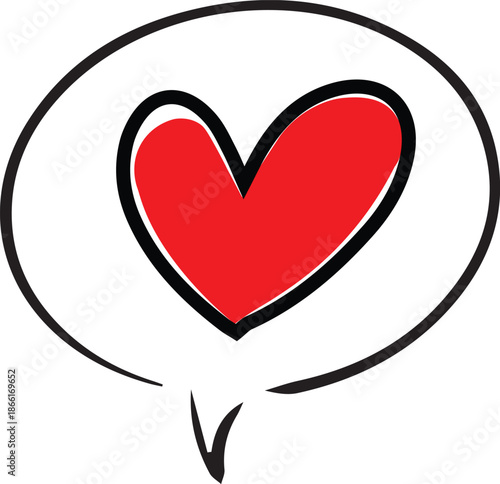 red heart speech bubble love message dialogue balloon conversation romantic communication icon isolated on white background.2