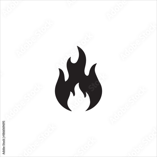 black Fire icon collection. Fire flame symbol. Bonfire silhouette logotype isolated on white background.
