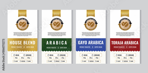 Premium Coffee Packaging Label Design Set – Arabica & House Blend Vector