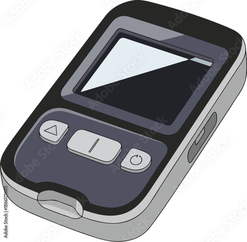 Black smartphone with a digital screen display and wireless technology equipment isolated on a white background for business communication