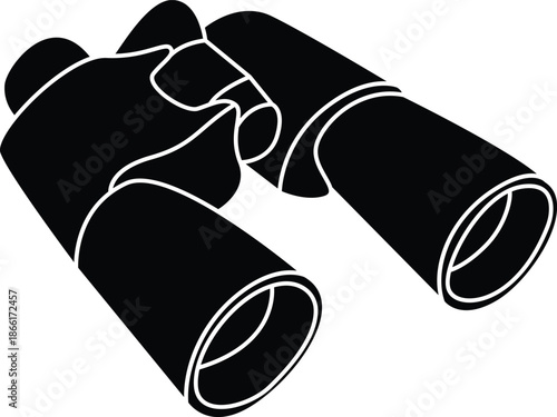 Black Silhouette Binoculars Icon for Web and Mobile App Interface, Simple Field Glasses Vector
