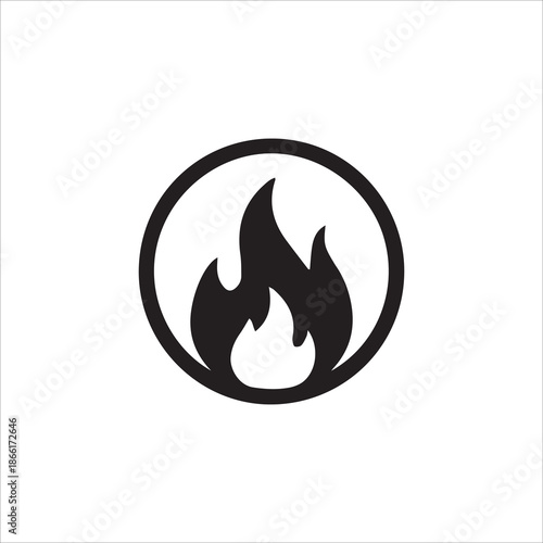 black Fire icon collection. Fire flame symbol. Bonfire silhouette logotype isolated on white background.