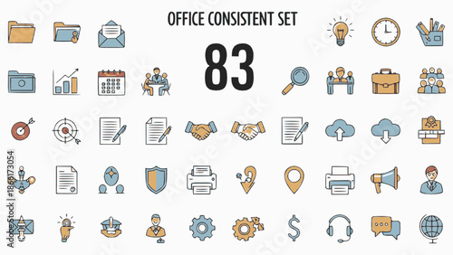 Office icons for business and productivity needs always