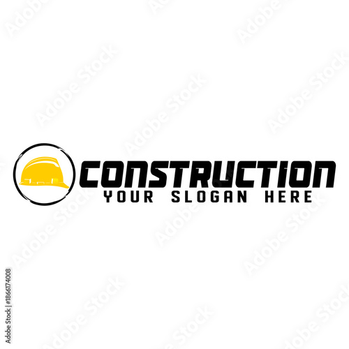 Head protection logo design template, home building illustration symbol