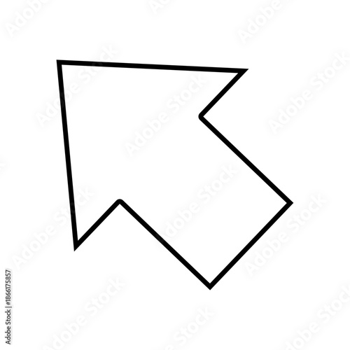 モノトーンの左上矢印アウトラインとシンプルな図形アイコン