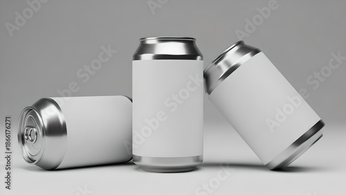 Blank Aluminum Beverage Can Mockup on Neutral Background