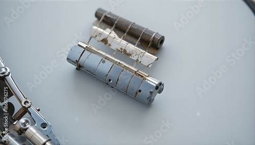 Laptop Hinge Mechanism Components on Flat Surface