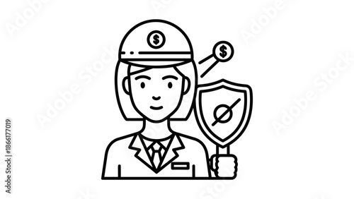 Financial Security Guard Icon: Protecting Money and Investments