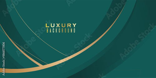 Luxurious design with a rich emerald green background and elegant golden wavy accents. emerald with gold luxry premium baground . flayer luxuary