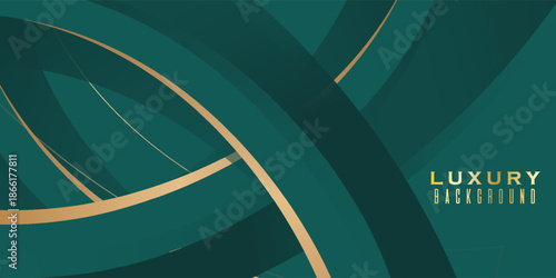 Luxurious design with a rich emerald green background and elegant golden wavy accents. emerald with gold luxry premium baground . design