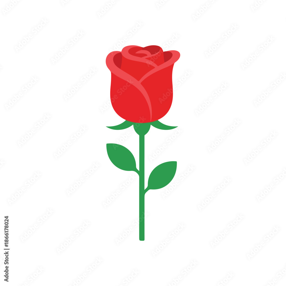 Fototapeta premium Illustration of a single red rose