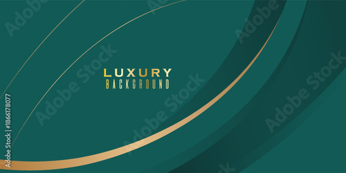 Luxurious design with a rich emerald green background and elegant golden wavy accents. emerald with gold luxry premium baground . bussines, banner