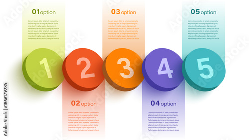 Horizontal 3D infographic template for data visualization. Modern design of infographics layout in isometry