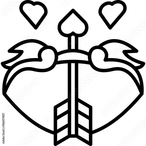 Cupid Arrow Line Icon