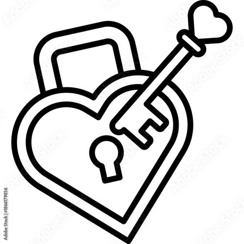 Heart Lock Line Icon