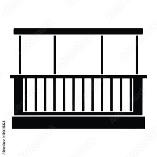 Minimalist Building Balcony Silhouette Icon for Residential and Urban Architecture