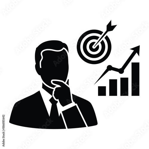 Strategist thinking about business goals and growth performance