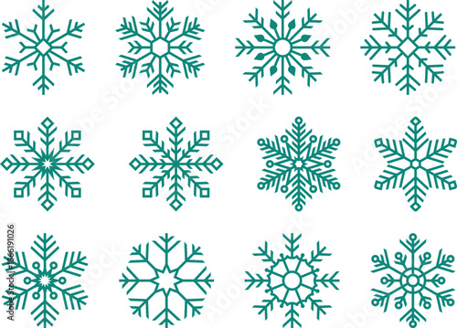 Wallpaper Mural Winter Holiday set of vector snowflakes icon Collection Torontodigital.ca