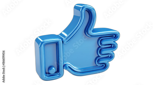 3d glossy thumbs up symbol for social media engagement