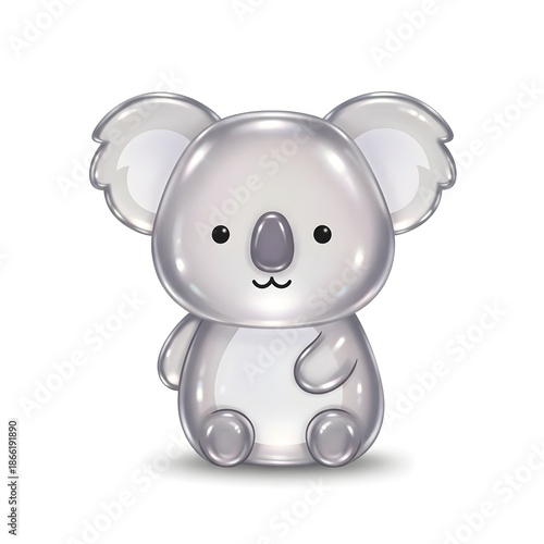 Cartoon koala bear illustration with cute design elements isolated on white background