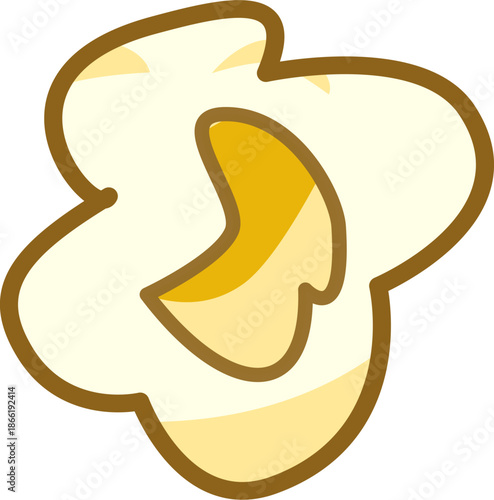 Single Popped Popcorn Kernel Cartoon Vector Illustration