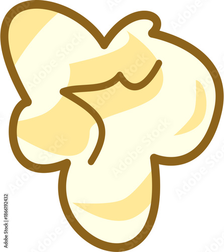 Single Popped Popcorn Kernel Cartoon Vector Illustration