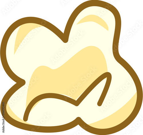 Single Popped Popcorn Kernel Cartoon Vector Illustration