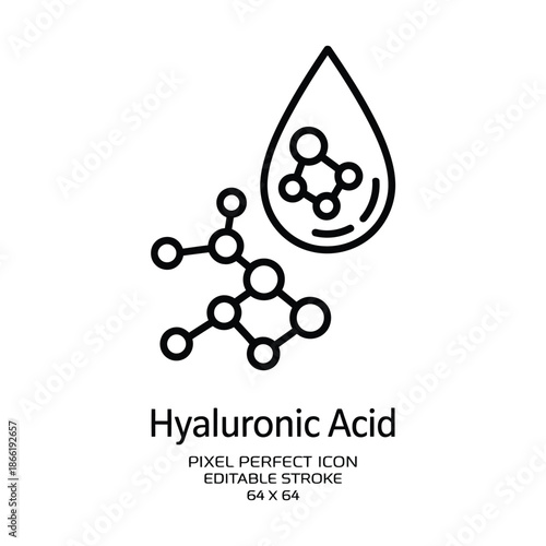 Hyaluronic acid molecule icon for skincare and beauty products